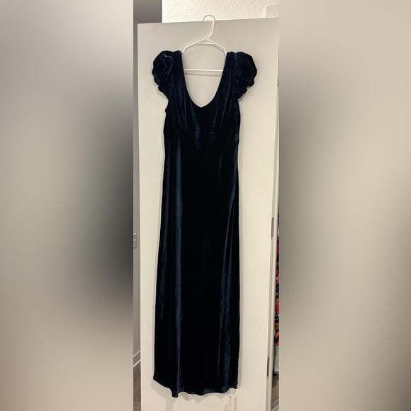 Reformation Rhia Velvet Dress Blue - Size 10 - Picture 5 of 6